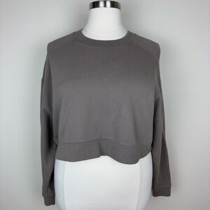 Nuuds‎ Brown Cropped Sweatshirt Size XL Long Sleeves French Terry Cotton Slouchy